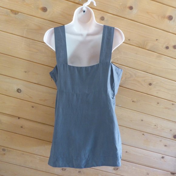 Eileen Fisher Gray 100% Silk Beaded Lined Cami Sleeveless Tank Top Relax Fit M - Picture 7 of 10